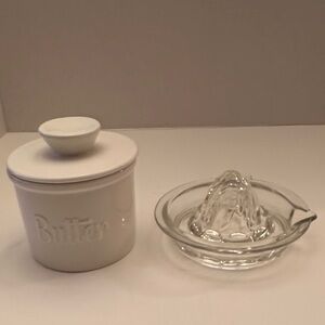 White Butter Bell and Clear Glass Juicer (selling together not separately)